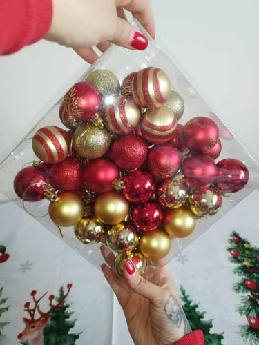 50 red and gold Christmas ball ornaments 4cm for tree wreath garland holiday decorations