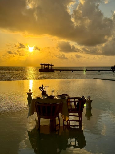 kudadoo maldives sunset pool dinner