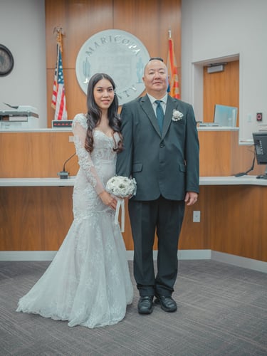 a man and woman standing in a courtroom