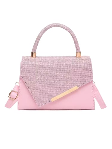 Women’s Synthetic Crossbody Bag – Small Elegant Square Purse in Bright Pink