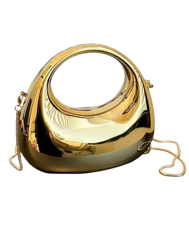 Golden Acrylic Handbag with Chain Strap – Chic Statement Evening Purse