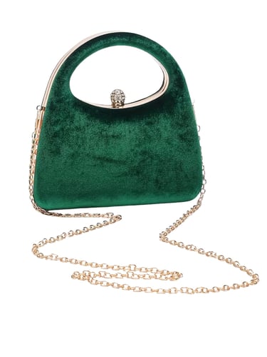 Emerald Green Faux Fur Evening Clutch with Rhinestone Accent