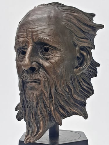 Hand-painted resin bust produced through custom 3D sculptural services