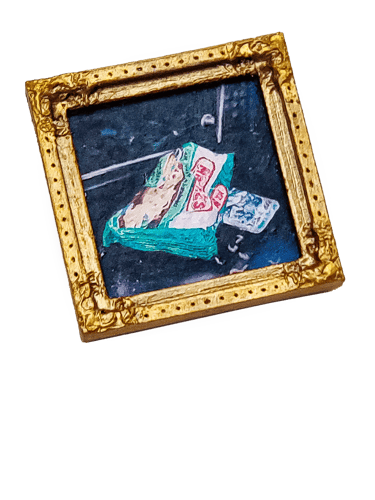 A tiny painting magnet.