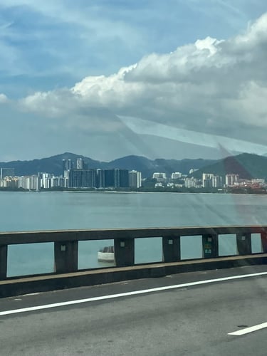road and city harbor 