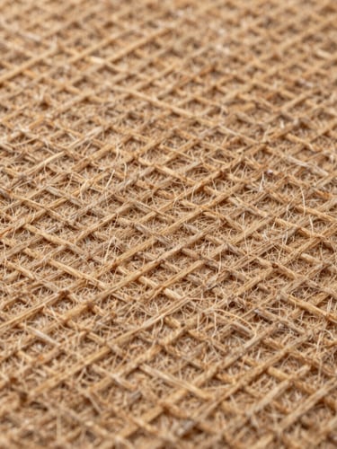 Macro photograph of high-density non-woven polypropylene fabric texture, showing clean cross-hatch weave under bright natural light