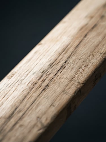 Dynamic close-up of a premium English willow cricket bat showing raw wood grain textures, sharp high-contrast studio key light, deep charcoal background, 35mm lens