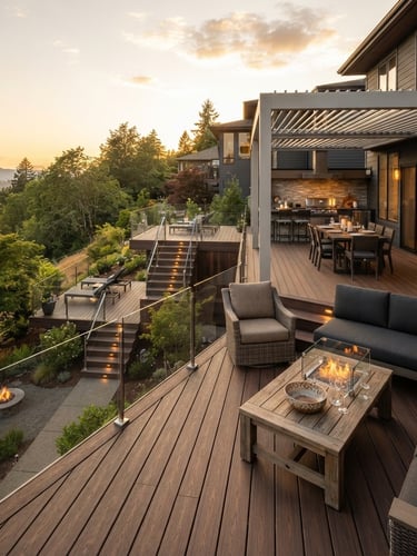 Architectural outside deck & porch & pool area NC