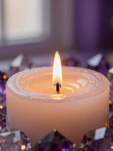 vela blanca con c ristales para terapia angelical