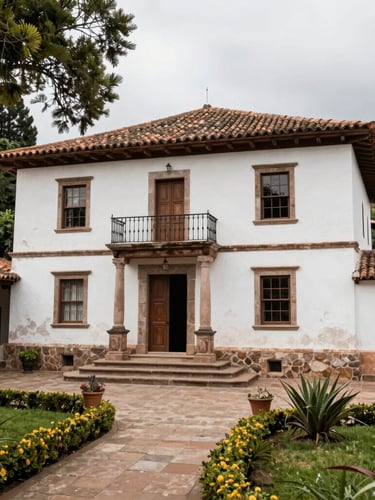 Una moderna casa de retiro de madera y vidrio, minimalista, integrada en un denso bosque nativo chileno con neblina matutina, luz natural difusa, planos generales que destacan la inmensidad de la naturaleza.