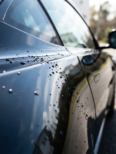 sharp automotive photography, extreme close-up of a perfectly polished car surface reflecting light, deep glossy reflections, high-contrast sunlight, 50mm lens, right side bleed