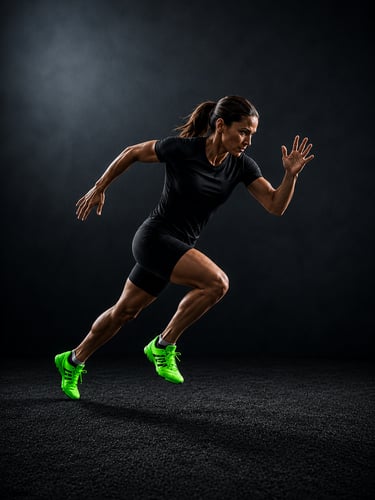 Deportista realizando sprint para desarrollar velocidad y agilidad.