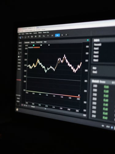 Moody high-contrast close-up of a technical dashboard on a dark monitor showing conversion rate metrics, dramatic side-lighting, desaturated cool tones, sharp focus, 35mm film