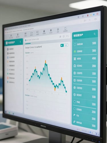 High-density hospital management dashboard interface showing patient registration metrics, real-time bed occupancy chart, and active clinical alerts in clean slate gray and teal UI.