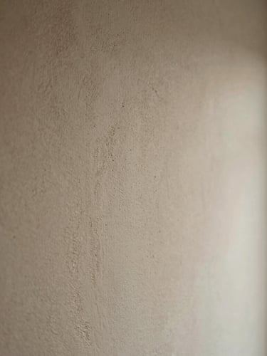 Close-up portrait of a wall with subtle, breathable limewash texture, soft natural light, and a shallow depth of field, emphasizing the tactile surface.
