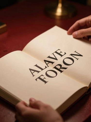Close-up of a designer's hands examining a physical book proof under warm studio spotlight, showing textured matte paper and crisp black typography, elegant workspace background