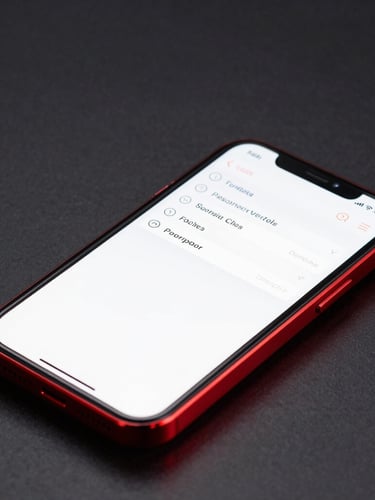 Macro shot of a high-end smartphone displaying a fast-loading, highly responsive web interface, clean layout, sharp crimson highlights, dark reflective background.