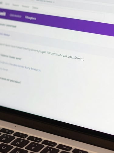 Close-up of a modern laptop screen displaying a clean, high-converting UI/UX interface, warm natural daylight with subtle violet accents, rich premium tones, 35mm lens.