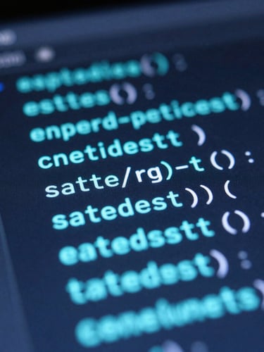 Macro close-up of a clean SQL query interface on a dark screen, glowing cyan syntax highlighting, soft blue ambient light, shallow depth of field