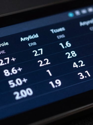 Macro close-up of a rugged Android terminal screen showing real-time transit telemetry data, cool low-key studio lighting, deep slate and neon blue tones