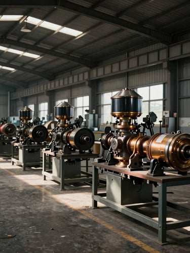 Wide environmental shot of an active manufacturing floor in Bihar, high-contrast industrial interior lighting with natural daylight, 35mm lens, realistic