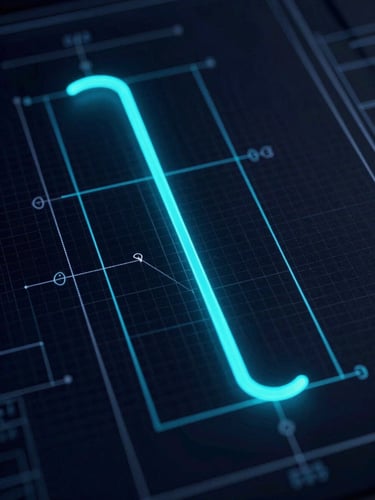 High-precision schematic diagram of a thermodynamic flow simulation, glowing cyan vector lines over a deep obsidian background, technical blueprint style
