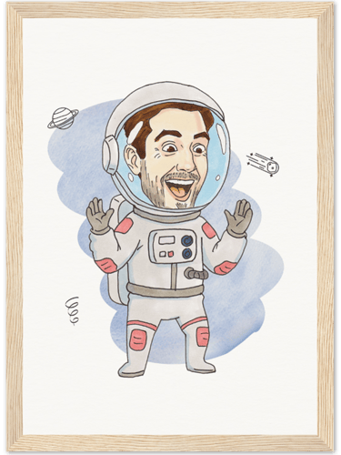 man portrait, comic style, colored, in space