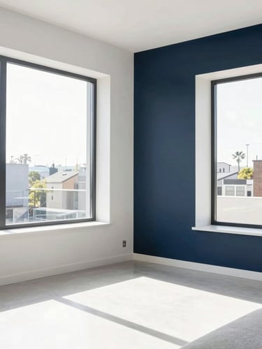 Bright architectural interior photography of a modern living room, natural daylight streaming through large windows, clean dust-free surfaces, sharp focus