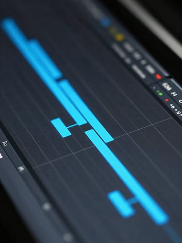 Macro close-up of a digital curve editor viewport, glowing neon blue bezier handles and keyframes on a dark timeline grid