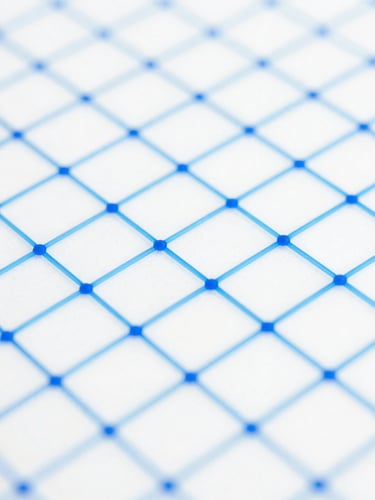 Macro close-up of a high-contrast digital interface, glowing blue wireframe grids over a clean white background, cool studio lighting, 50mm lens