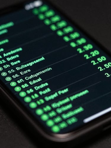 Macro shot of a high-contrast smartphone screen displaying local database lines in electric green, low-key dramatic studio lighting, dark charcoal background