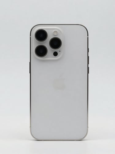 Straight-on medium shot of a brand new iPhone 17 Pro Max isolated on a clean, neutral light grey background. Bright, even studio lighting with minimal shadows, sharp focus, 50mm.
