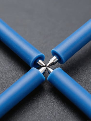 Macro close-up of heavy-duty blue silicone sheath cable being precisely cut in a clean warehouse environment, industrial tools, high-contrast studio lighting