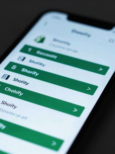 Tight macro shot of a mobile phone screen displaying active Shopify checkout notifications in rapid succession, cool-toned lighting, shallow depth of field.
