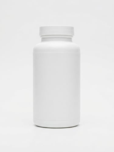 Crisp minimalist product packaging shot of Metabo-Cycle 45 bottle on a clean white clinical background, sharp focus, bright high-key studio lighting, 50mm