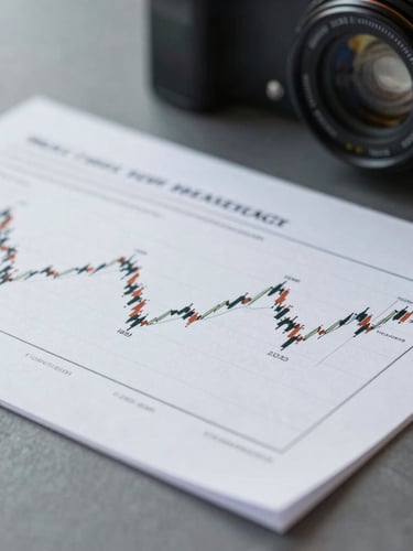 Macro crop of a physical financial model document on a slate gray table, cool daylight, sharp focus.