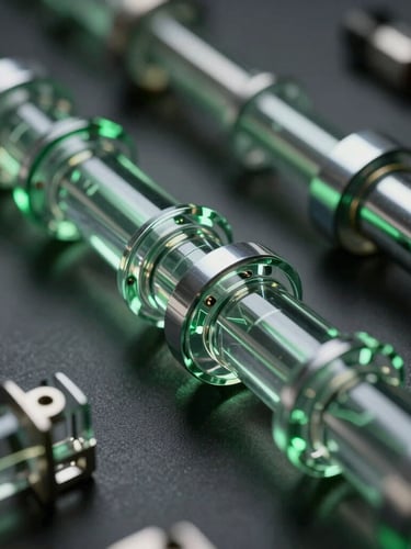 Macro close-up of high-fidelity 3D glass and chrome structures representing structured data pipelines, low-key moody studio lighting with sharp green highlights, deep shadows