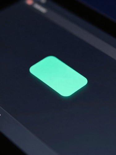 Macro close-up of a high-fidelity digital UI mockup on a screen, vibrant neon mint highlights, dark charcoal background, sharp focus, modern editorial style