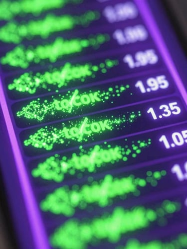 Dynamic close-up of a smartphone screen displaying active jackpot tickers, glowing emerald green fairy dust trails, high contrast 3D render