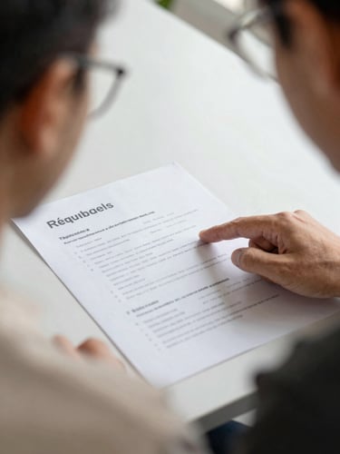 A focused close-up of a mentor pointing to a resume draft on a desk, natural daylight, warm hopeful tones, candid moment.