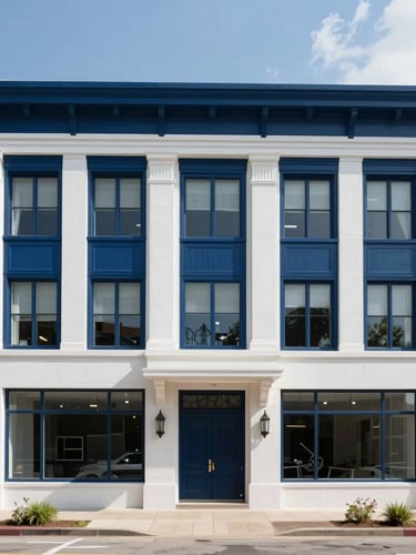A professional architectural photograph of 60 Beale Street in Memphis, bright natural daylight, clean shadows, high-end corporate style.