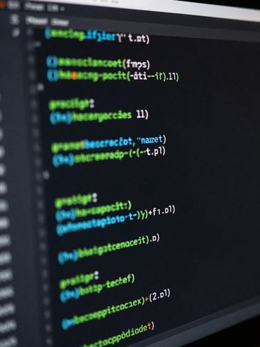 Extreme close-up of a dark mode code editor displaying clean JavaScript functions, glowing green syntax highlighting, soft reflections on a glass screen, low-key studio lighting.
