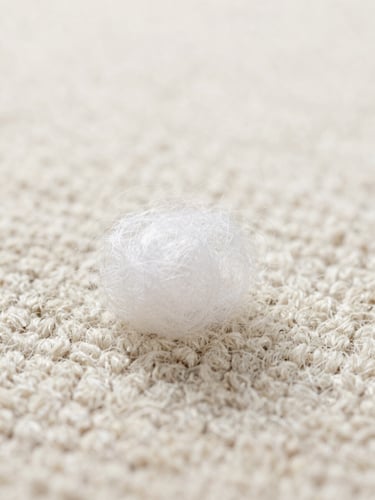 Macro shot of clean, structured wool carpet fibers, bright natural daylight, soft focus background, professional editorial style