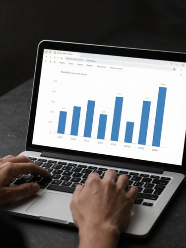 A person typing on a laptop keyboard while viewing a business management software dashboard.