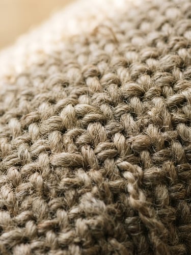 Tight macro crop of heavy-gauge Belgian linen weave, raw tactile threads, soft morning window light, natural shadows, warm oatmeal tones