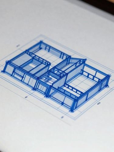 Macro close-up of a structured technical wireframe on a high-resolution screen, crisp blueprint-blue lines, sharp focus, cool neutral daylight