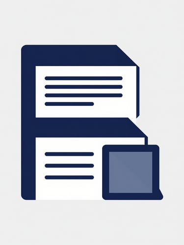 A flat vector illustration of structured data visualizations and clean geometric lines, corporate navy and slate color palette, sharp technical diagram style, light grey background