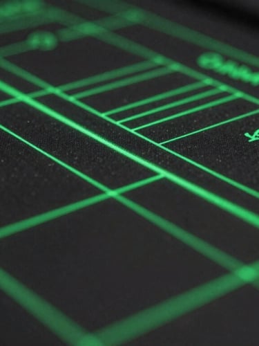 Macro close-up of high-fidelity system topology on dark screen, emerald green laser lines mapping data flow vectors, technical precision