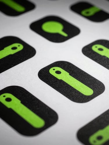 Extreme close-up of physical design mockups printed on heavy matte paper, harsh direct flash, deep shadows, industrial studio setting, sharp 35mm focus.
