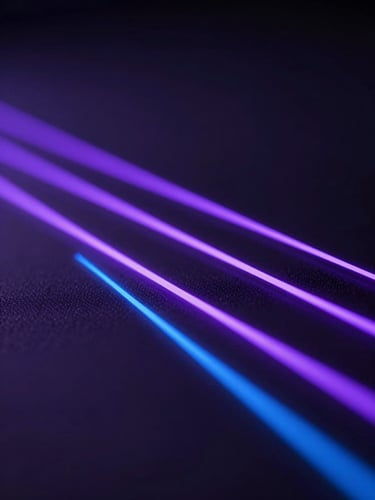 Sleek abstract digital texture with glowing violet and electric blue neon lines, low-key ambient lighting, dark background, shallow depth of field, macro shot.